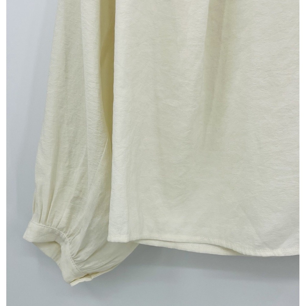 Kindersalmon Korea Ivory Pleated Blouse Size Medium Large Balloon Sleeves - Picture 4 of 14